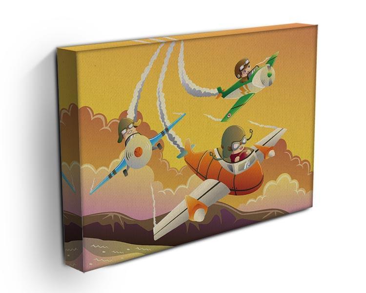 Happy kids in an airplane race Canvas Print or Poster - Canvas Art Rocks - 3