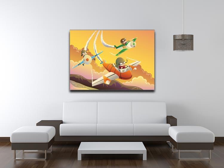 Happy kids in an airplane race Canvas Print or Poster - Canvas Art Rocks - 4
