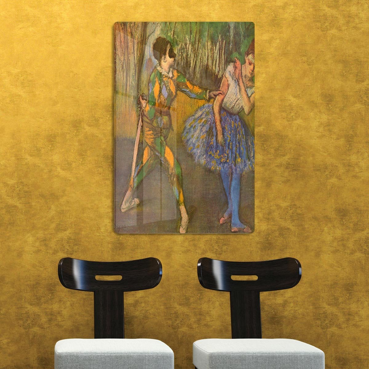 Harlequin and Columbine by Degas HD Metal Print - Canvas Art Rocks - 2