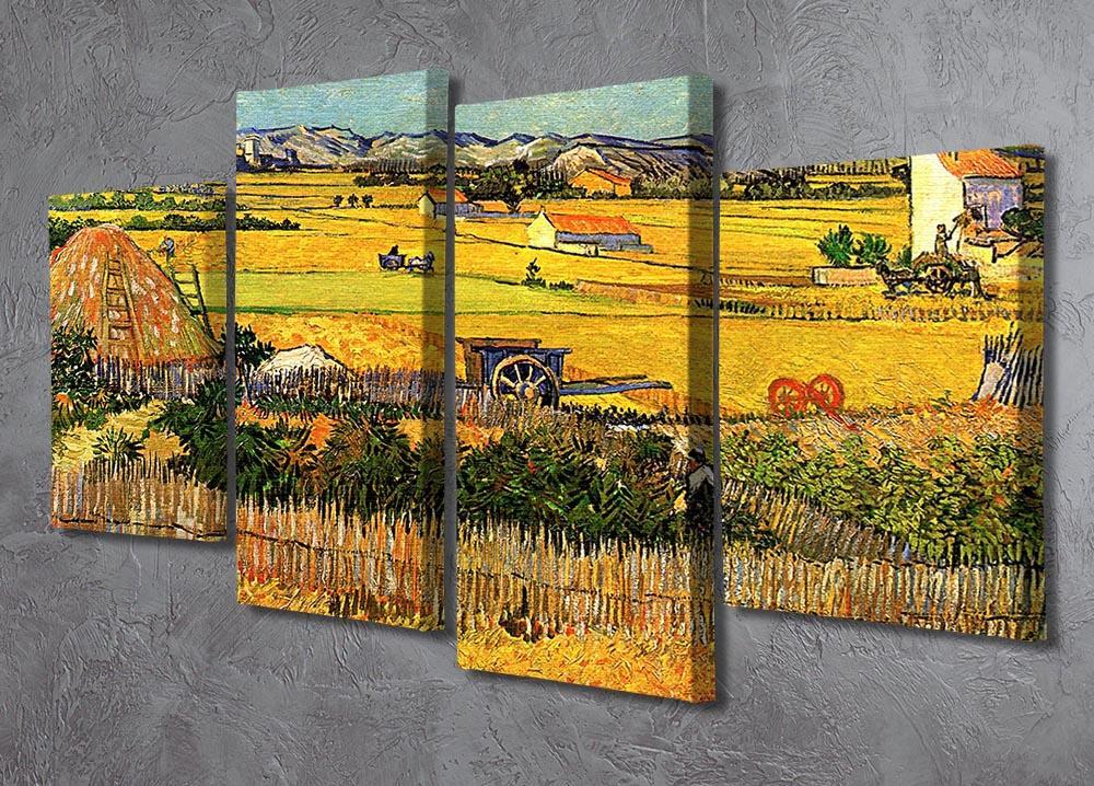 Harvest at La Crau with Montmajour in the Background by Van Gogh 4 Split Panel Canvas - Canvas Art Rocks - 2