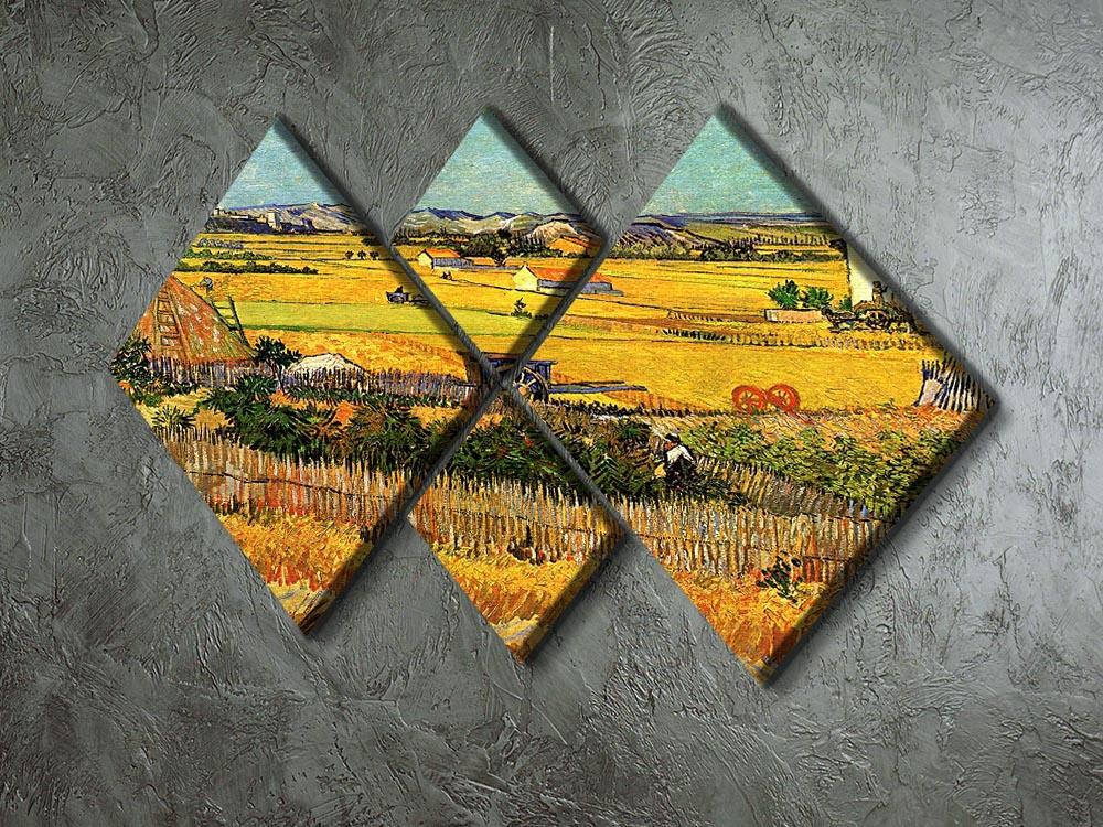 Harvest at La Crau with Montmajour in the Background by Van Gogh 4 Square Multi Panel Canvas - Canvas Art Rocks - 2