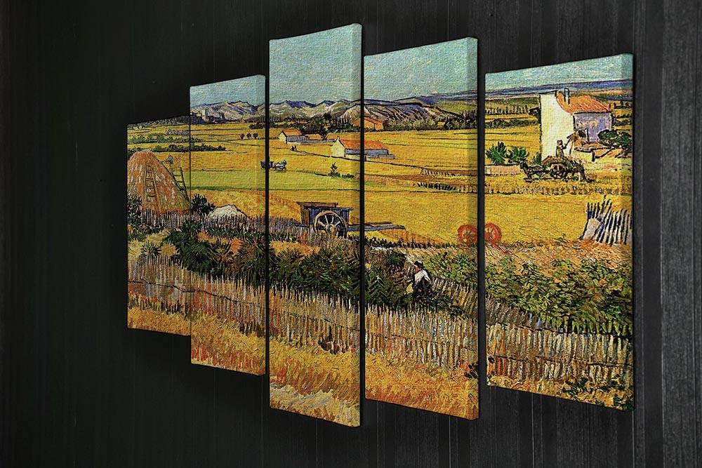 Harvest at La Crau with Montmajour in the Background by Van Gogh 5 Split Panel Canvas - Canvas Art Rocks - 2