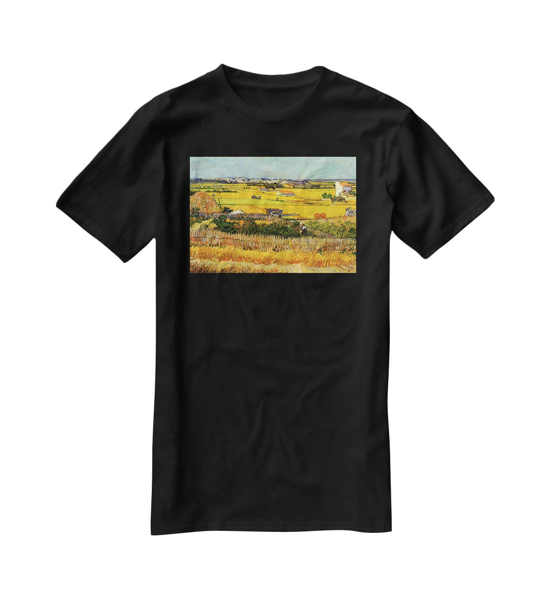 Harvest at La Crau with Montmajour in the Background by Van Gogh T-Shirt - Canvas Art Rocks - 1