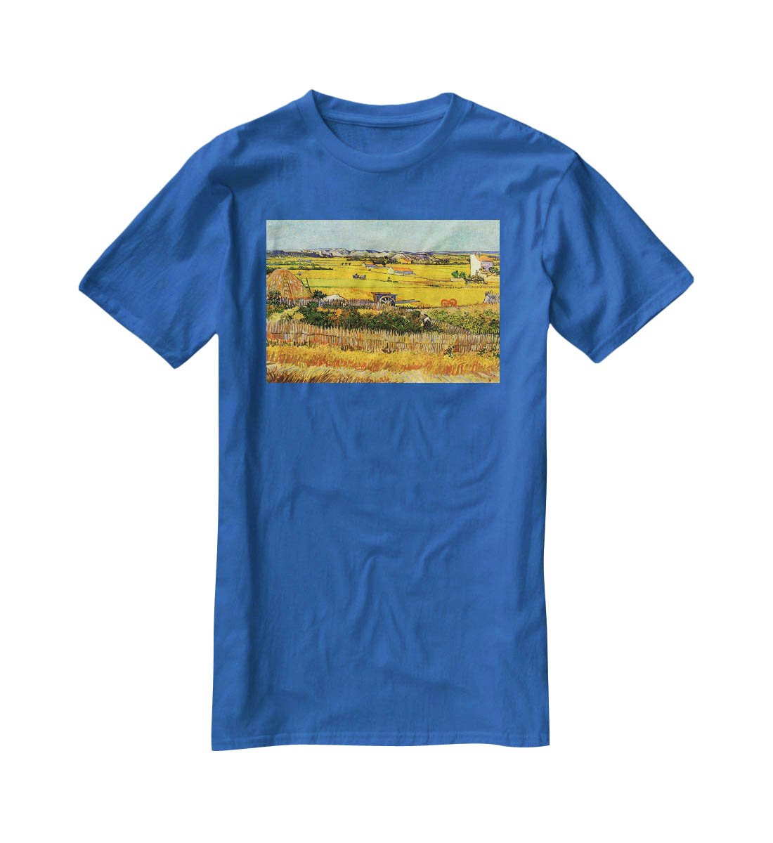 Harvest at La Crau with Montmajour in the Background by Van Gogh T-Shirt - Canvas Art Rocks - 2