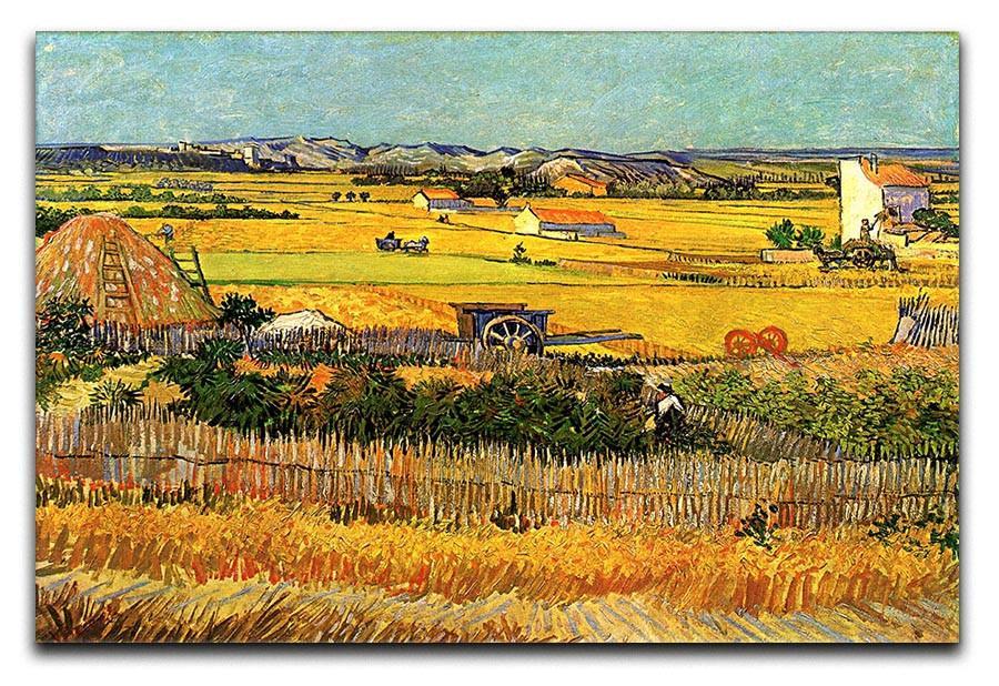 Harvest at La Crau with Montmajour in the Background by Van Gogh Canvas Print & Poster  - Canvas Art Rocks - 1