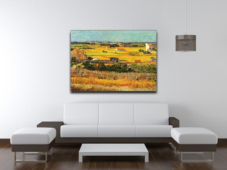 Harvest at La Crau with Montmajour in the Background by Van Gogh Canvas Print & Poster - Canvas Art Rocks - 4