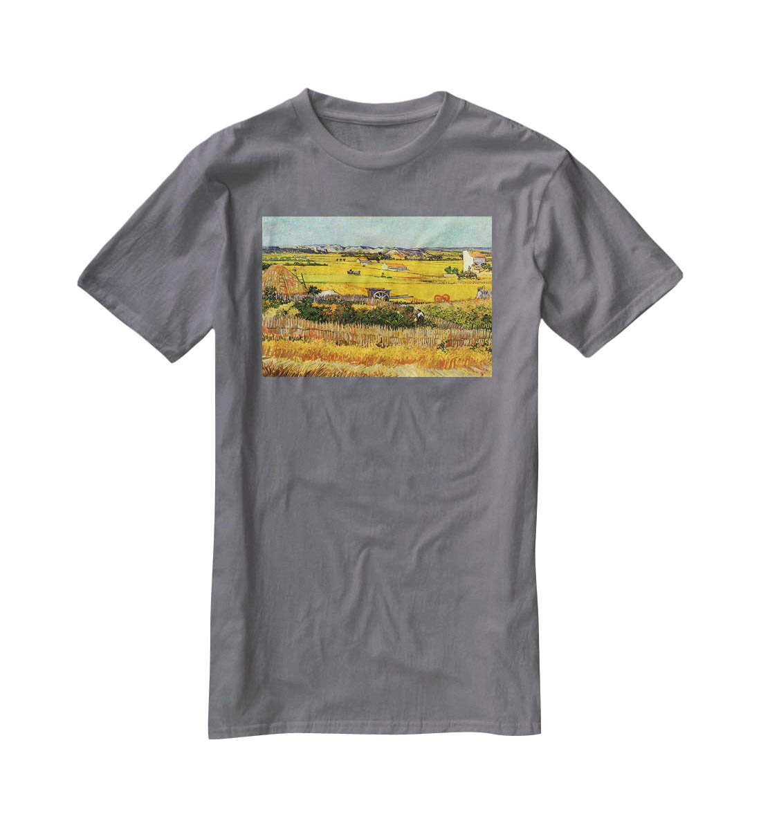 Harvest at La Crau with Montmajour in the Background by Van Gogh T-Shirt - Canvas Art Rocks - 3