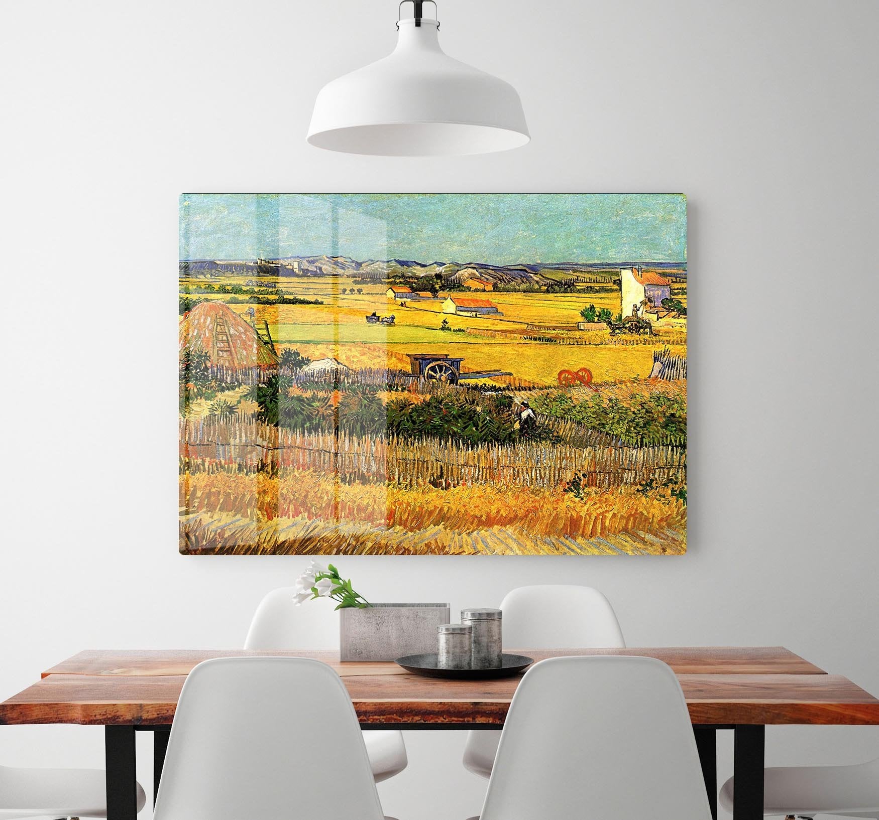 Harvest at La Crau with Montmajour in the Background by Van Gogh HD Metal Print