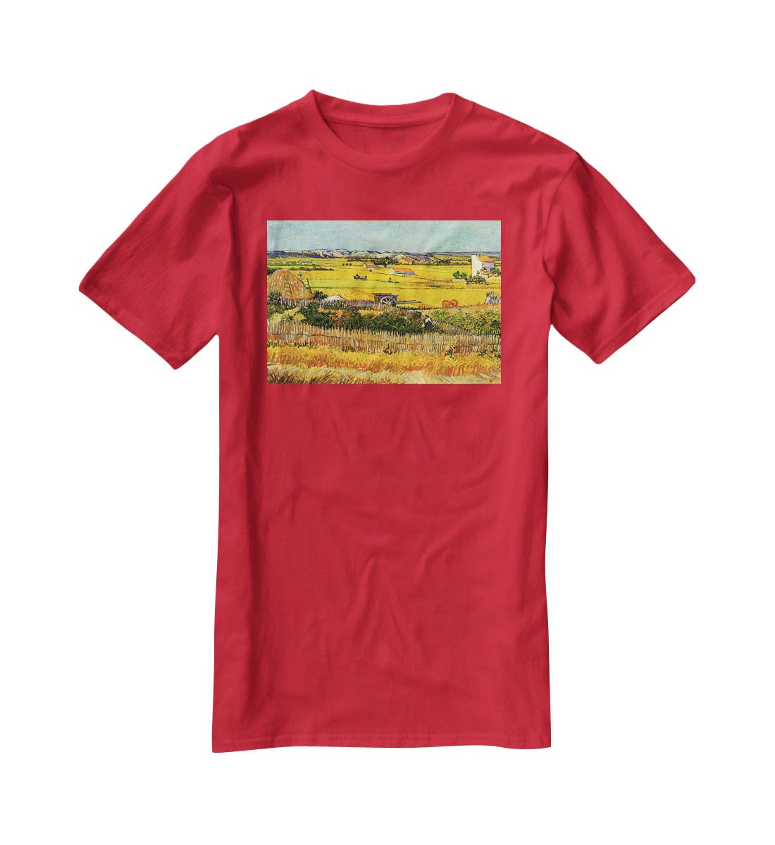 Harvest at La Crau with Montmajour in the Background by Van Gogh T-Shirt - Canvas Art Rocks - 4