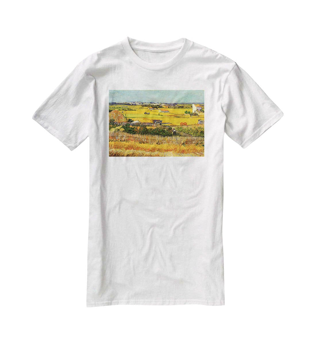 Harvest at La Crau with Montmajour in the Background by Van Gogh T-Shirt - Canvas Art Rocks - 5