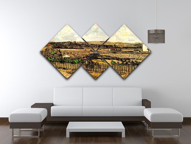 Harvest in Provence at the Left Montmajour by Van Gogh 4 Square Multi Panel Canvas - Canvas Art Rocks - 3