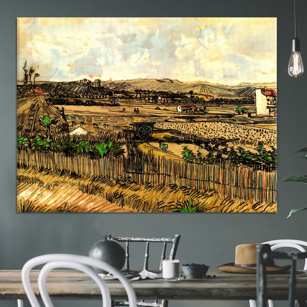 Harvest in Provence at the Left Montmajour by Van Gogh Canvas Print or Poster