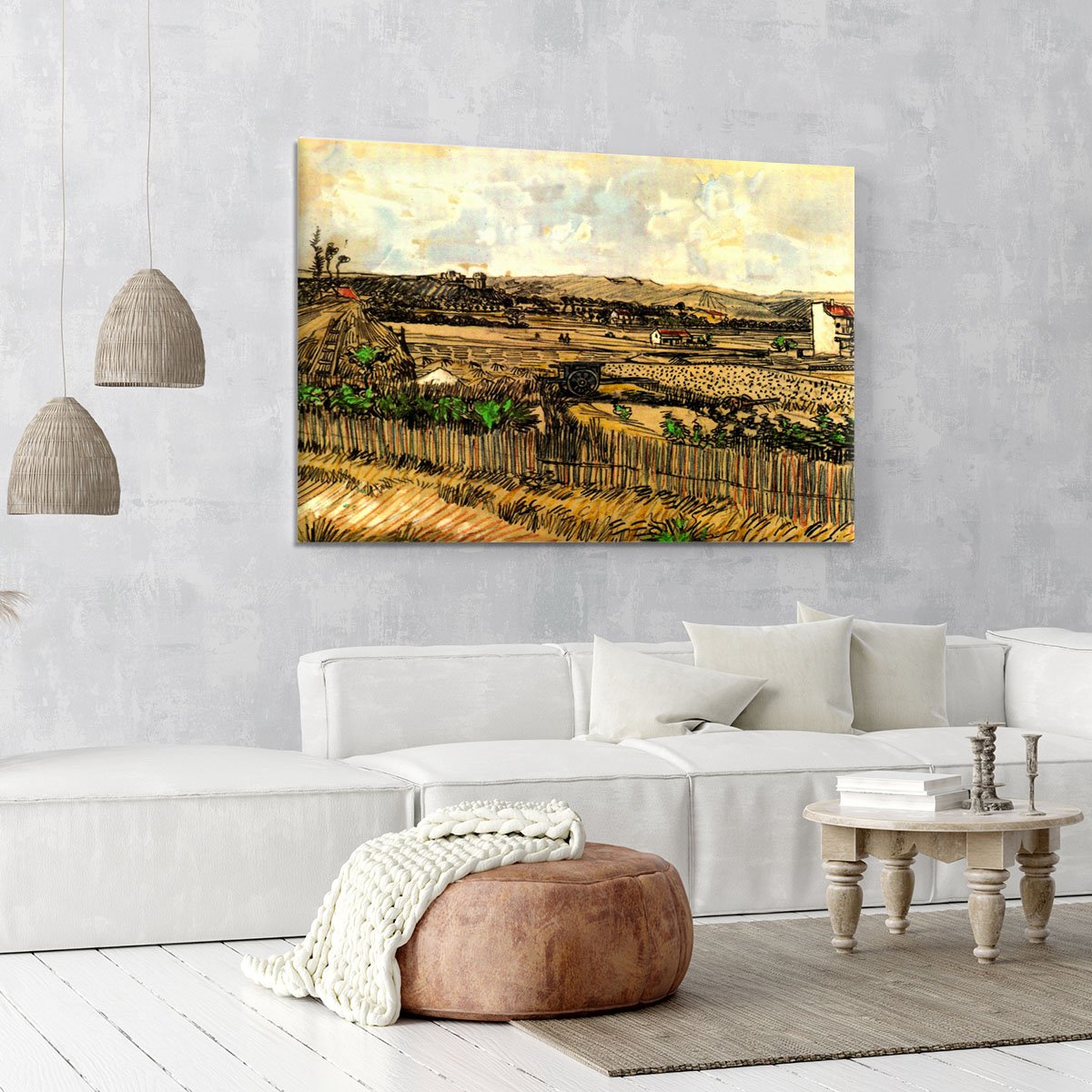 Harvest in Provence at the Left Montmajour by Van Gogh Canvas Print or Poster