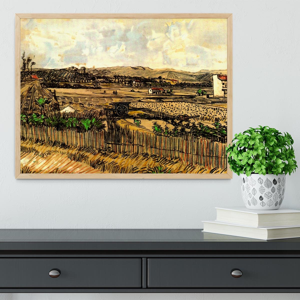 Harvest in Provence at the Left Montmajour by Van Gogh Framed Print - Canvas Art Rocks - 4