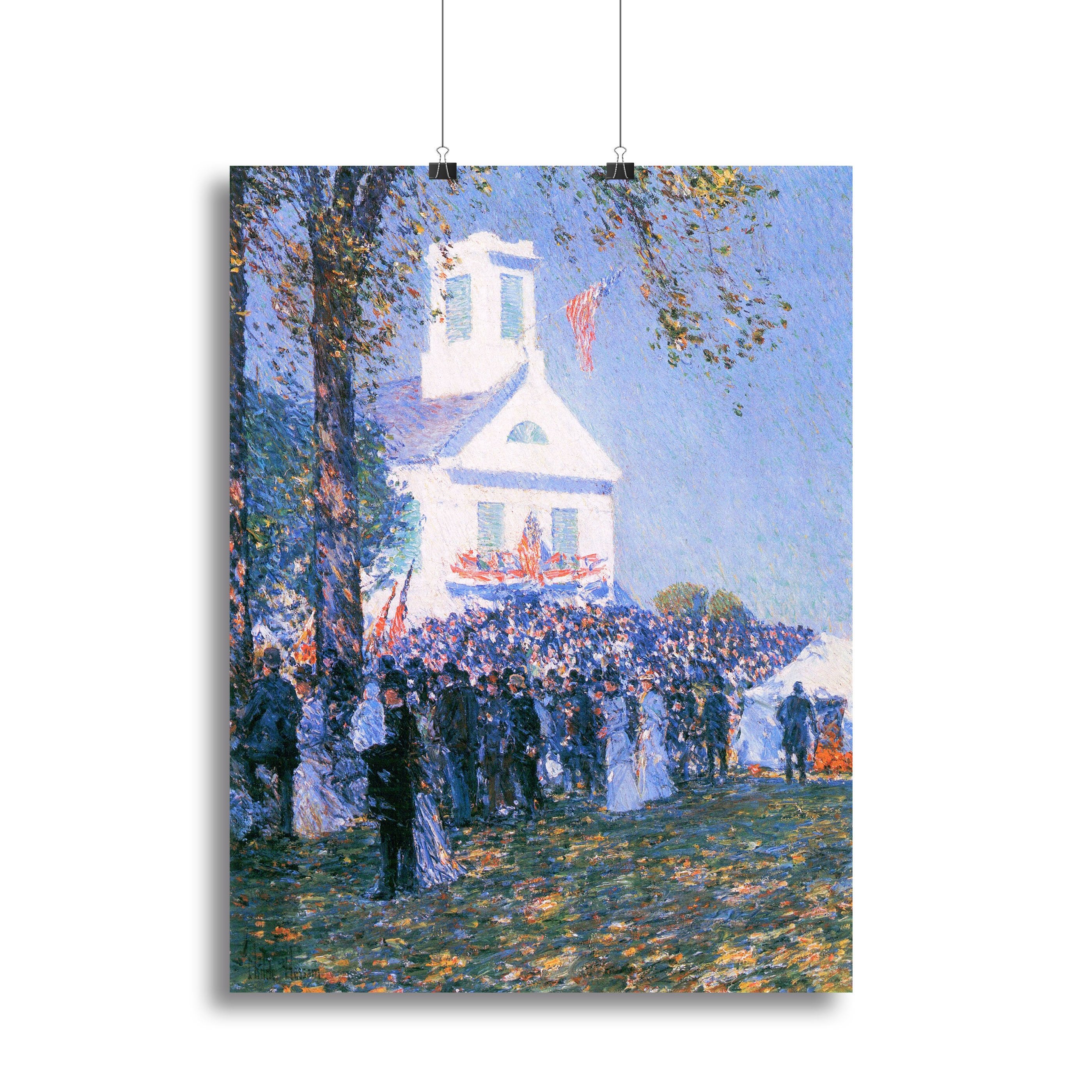 Harvest in a village in New England by Hassam Canvas Print or Poster