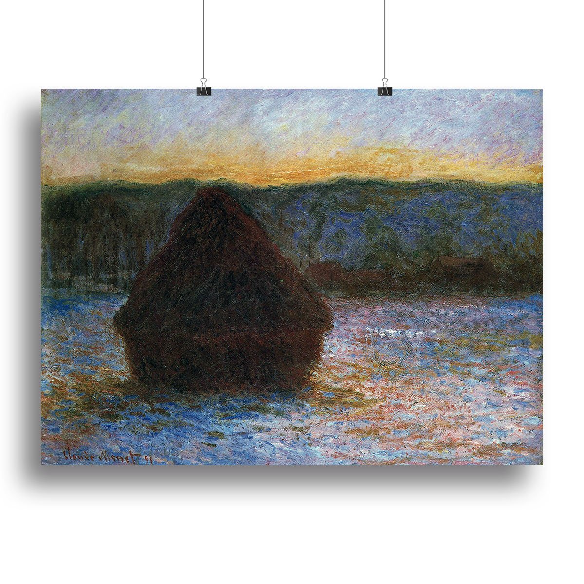 Haylofts thaw sunset by Monet Canvas Print or Poster