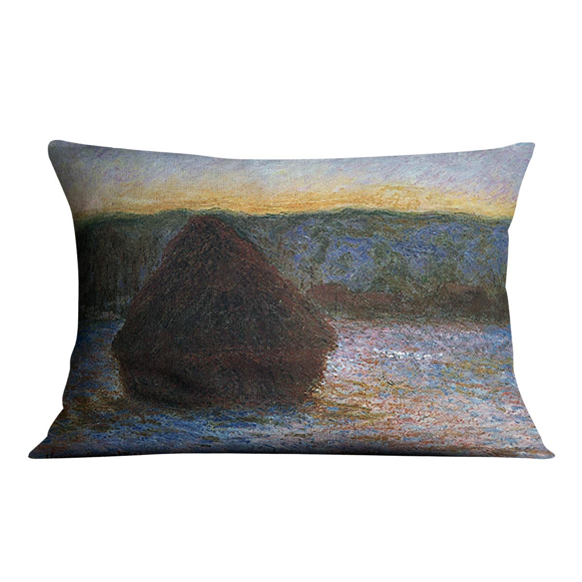 Haylofts thaw sunset by Monet Throw Pillow