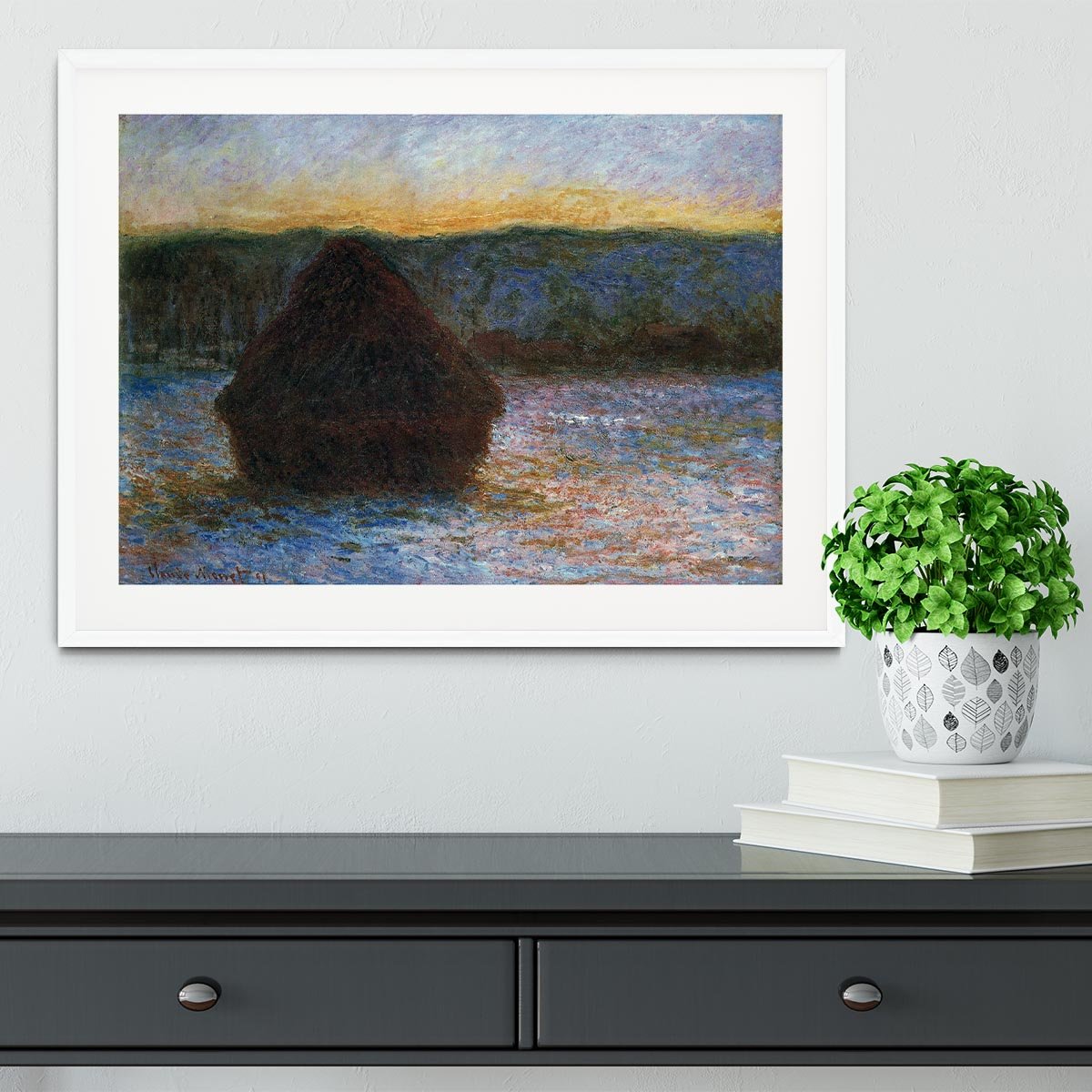 Haylofts thaw sunset by Monet Framed Print - Canvas Art Rocks - 5