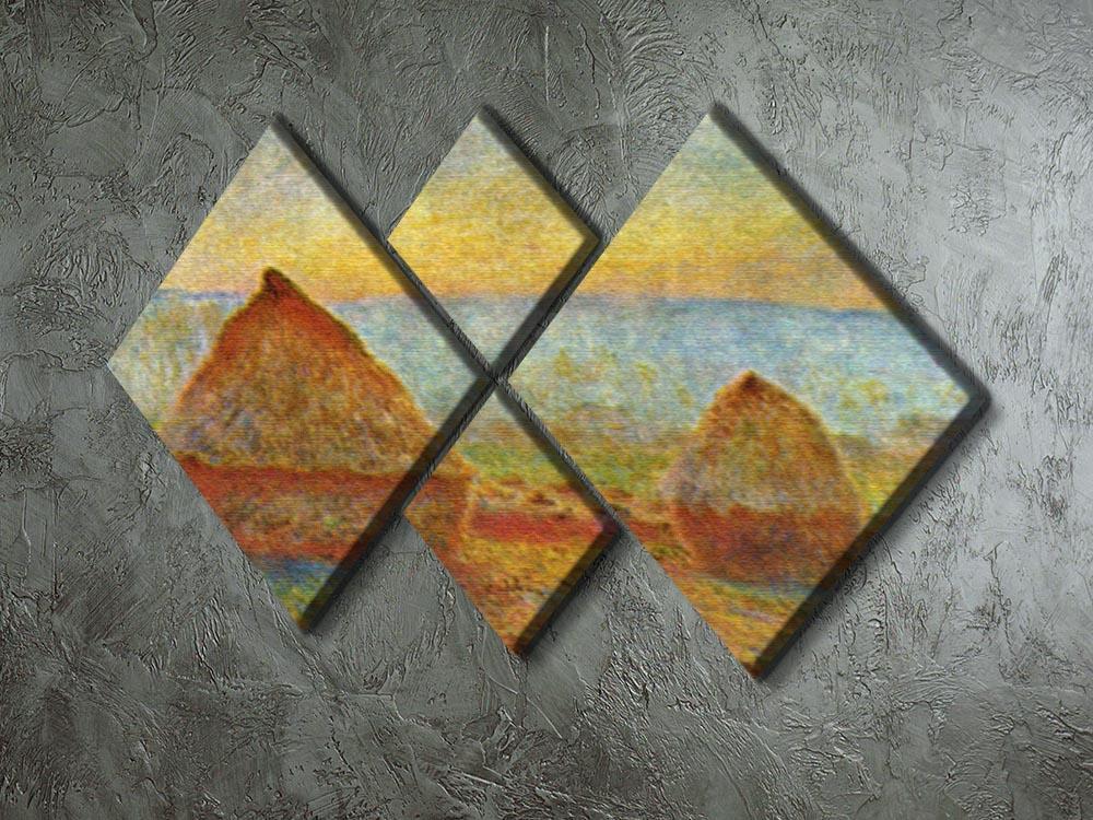 Haystack 1 by Monet 4 Square Multi Panel Canvas - Canvas Art Rocks - 2