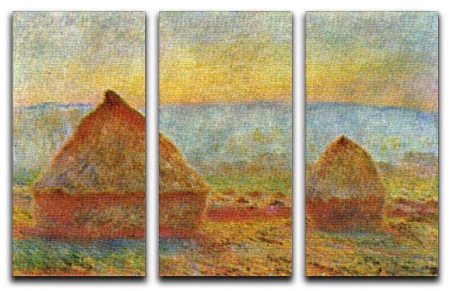 Haystack 1 by Monet Split Panel Canvas Print - Canvas Art Rocks - 4