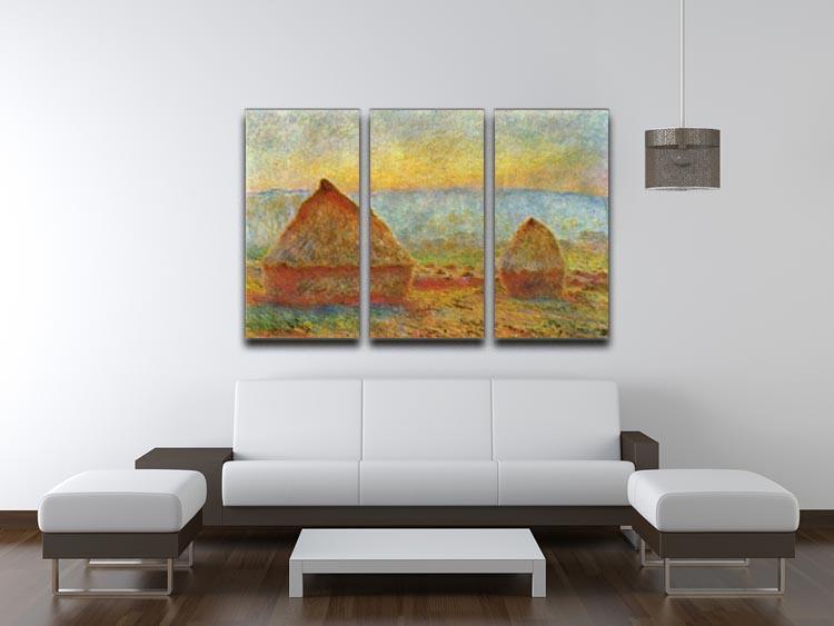 Haystack 1 by Monet Split Panel Canvas Print - Canvas Art Rocks - 4