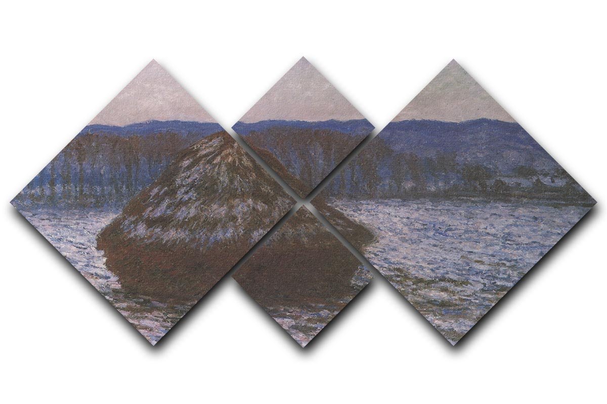 Haystacks 2 by Monet 4 Square Multi Panel Canvas  - Canvas Art Rocks - 1