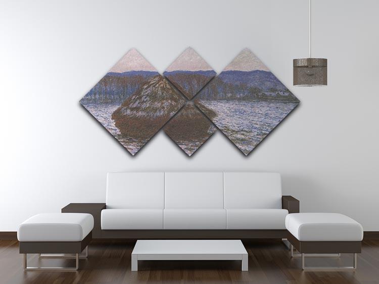 Haystacks 2 by Monet 4 Square Multi Panel Canvas - Canvas Art Rocks - 3