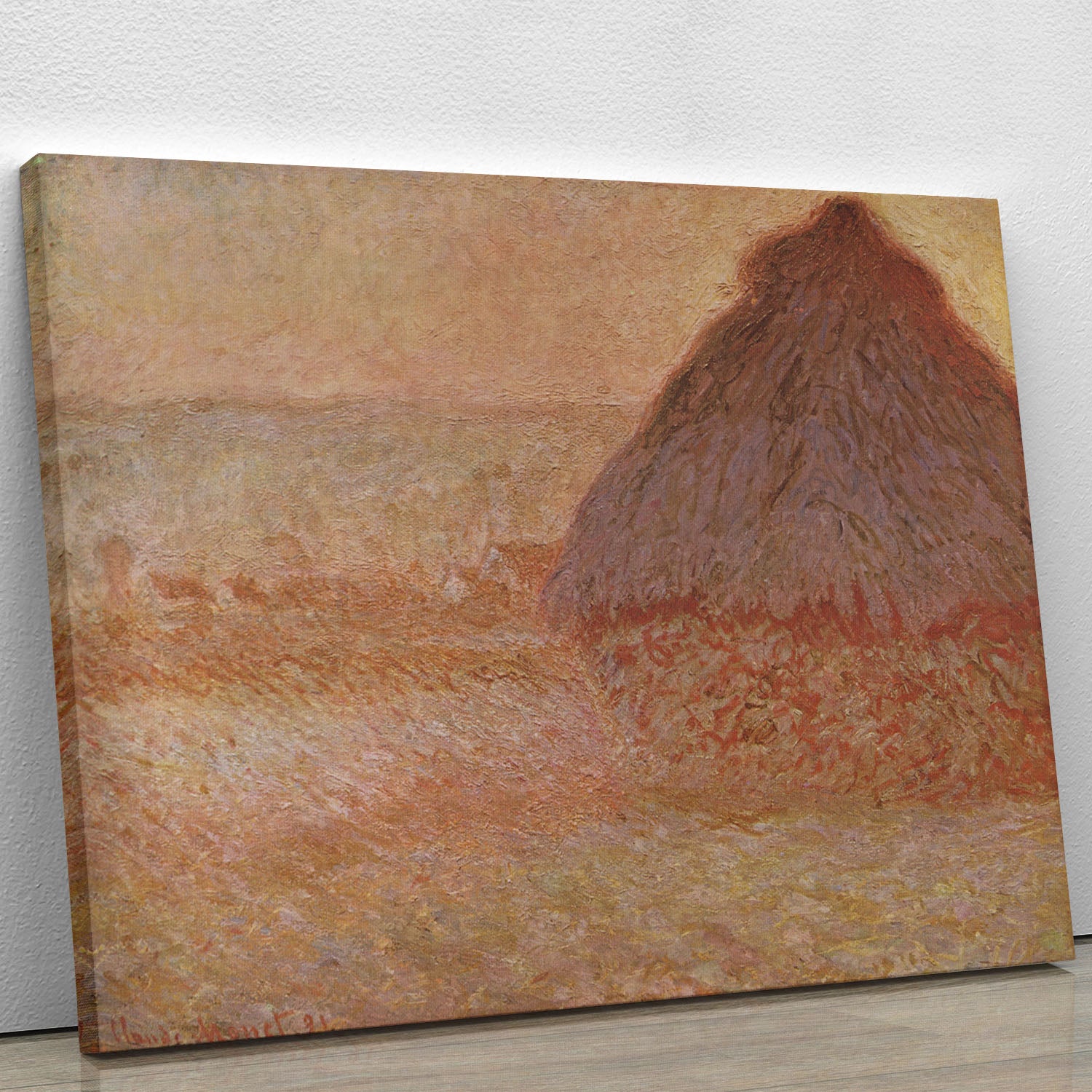 Haystacks at sunset by Monet Canvas Print or Poster - Canvas Art Rocks - 1