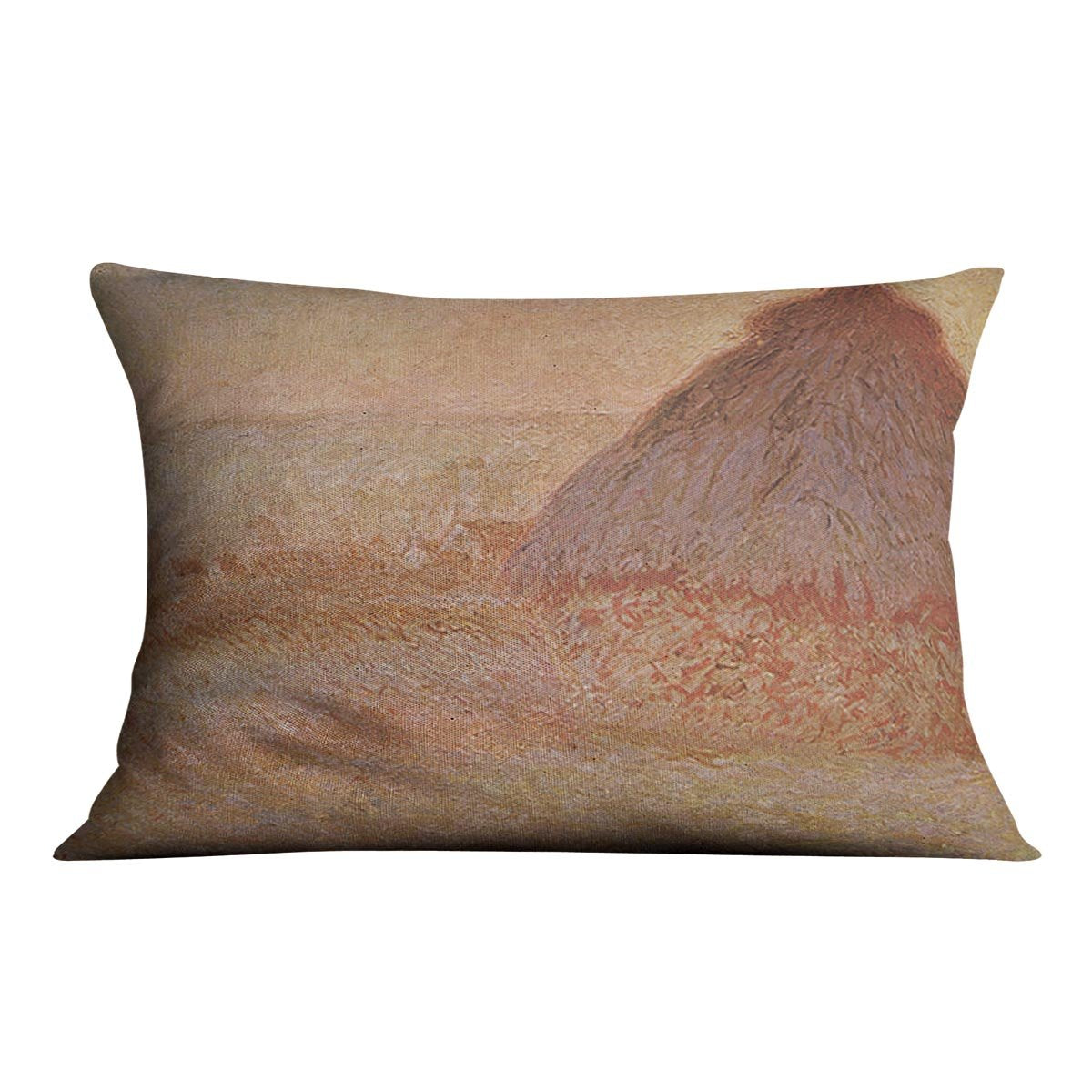 Haystacks at sunset by Monet Throw Pillow