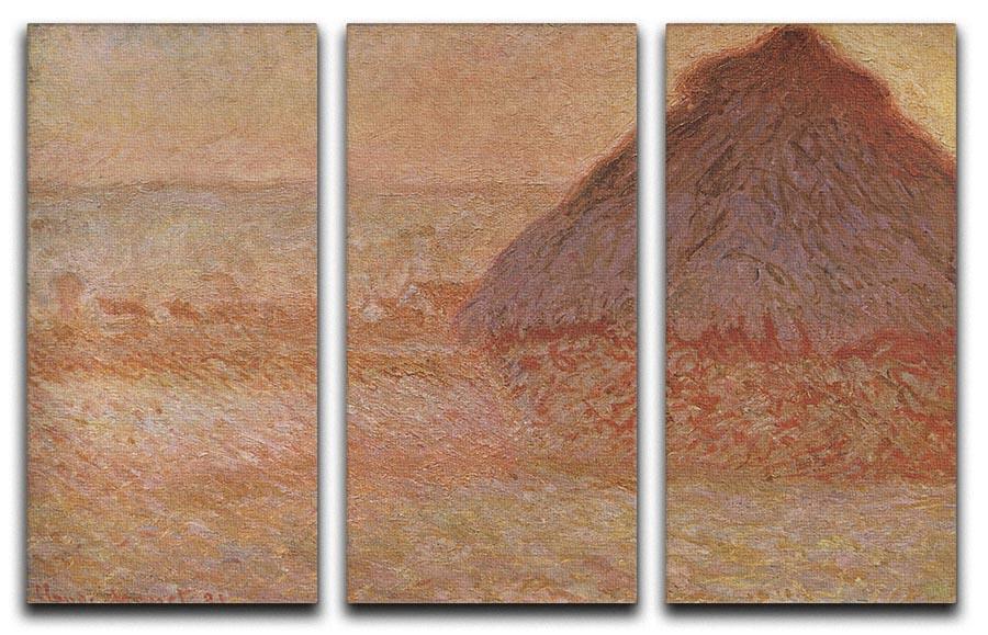 Haystacks at sunset by Monet Split Panel Canvas Print - Canvas Art Rocks - 4