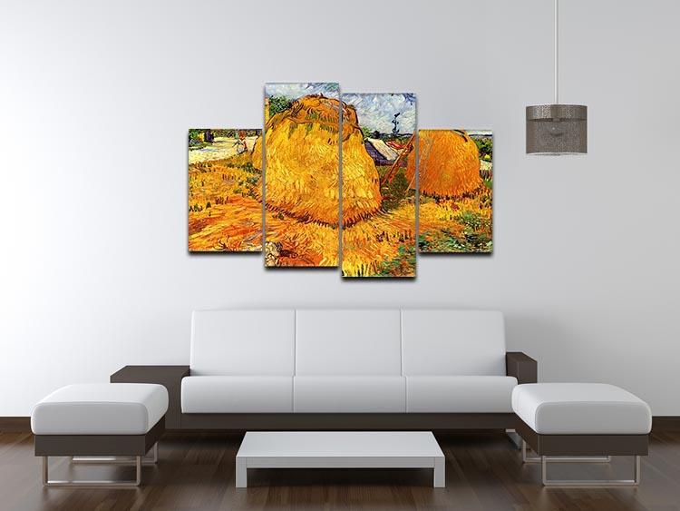 Haystacks in Provence by Van Gogh 4 Split Panel Canvas - Canvas Art Rocks - 3