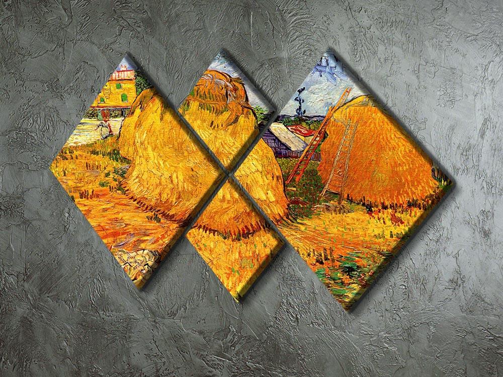 Haystacks in Provence by Van Gogh 4 Square Multi Panel Canvas - Canvas Art Rocks - 2