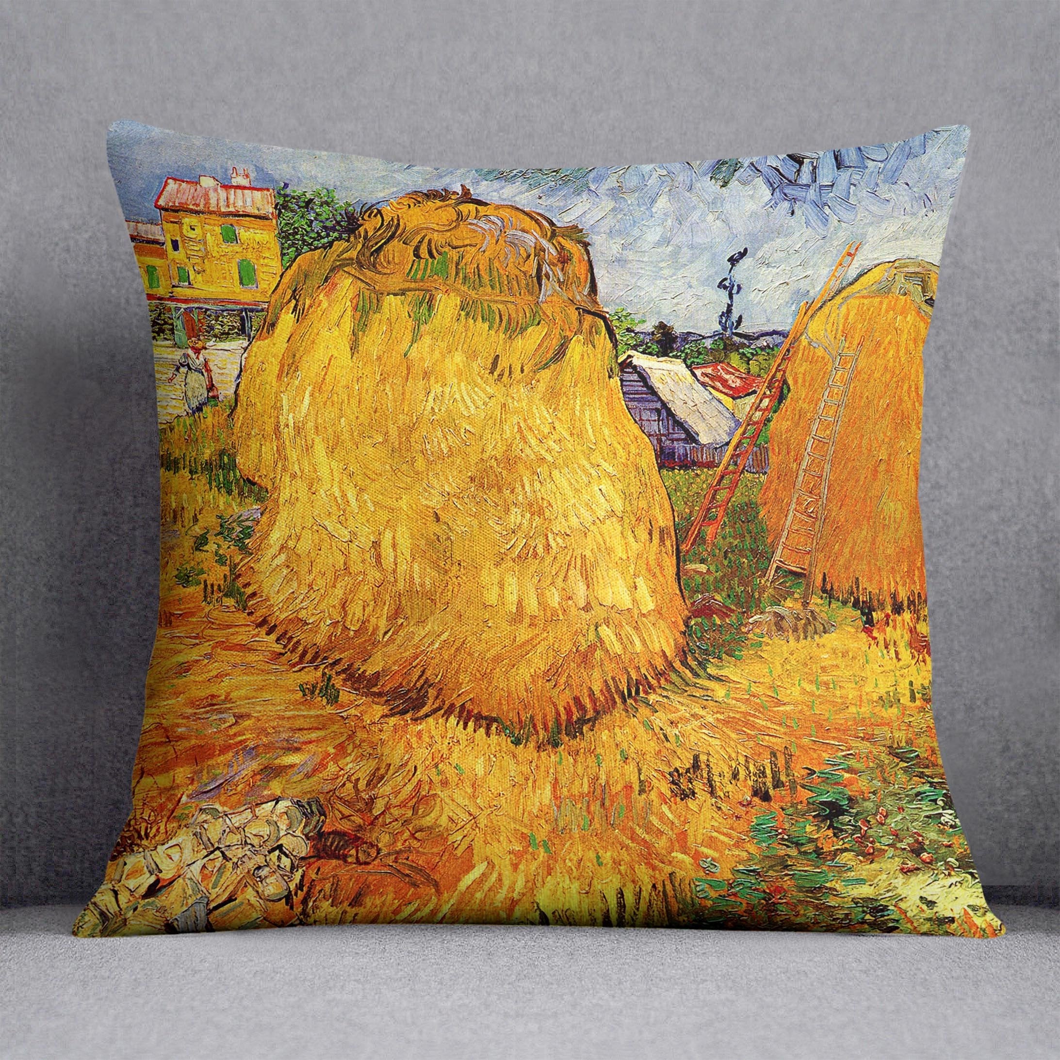 Haystacks in Provence by Van Gogh Throw Pillow