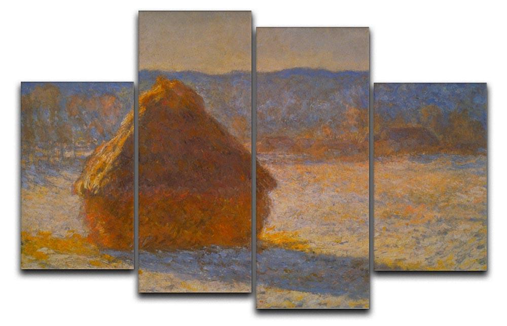 Haystacks in Snow by Monet 4 Split Panel Canvas  - Canvas Art Rocks - 1