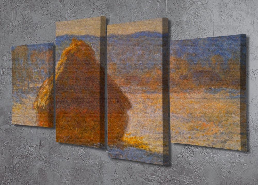 Haystacks in Snow by Monet 4 Split Panel Canvas - Canvas Art Rocks - 2