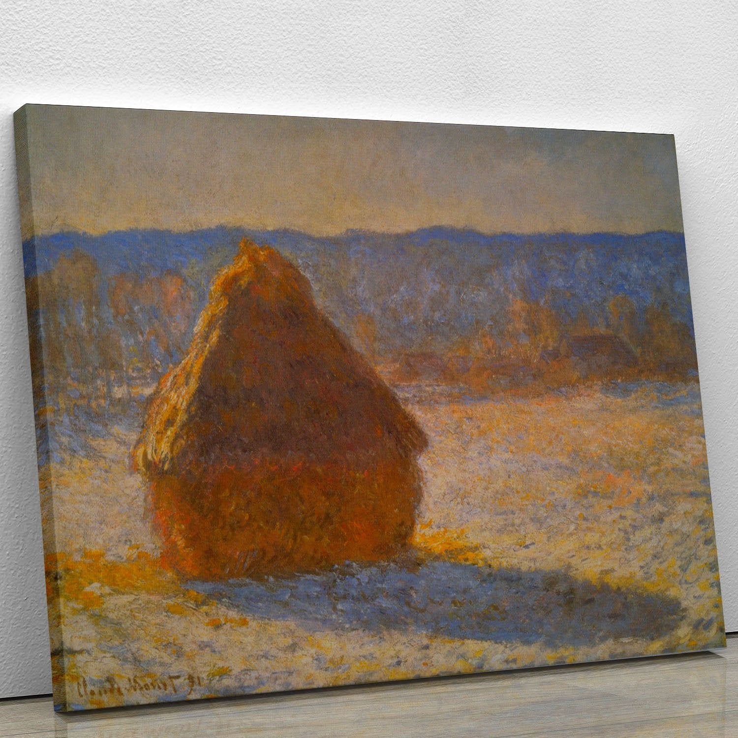 Haystacks in Snow by Monet Canvas Print or Poster
