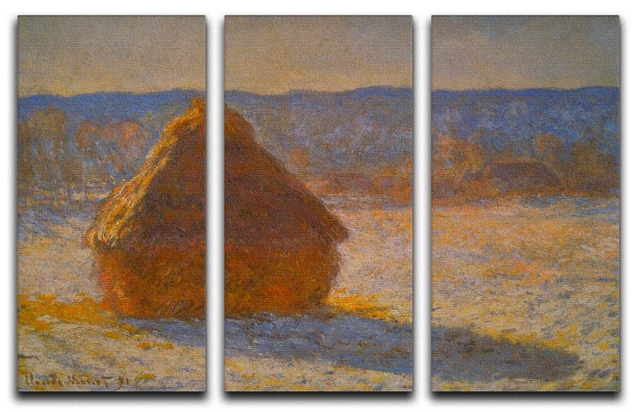 Haystacks in Snow by Monet Split Panel Canvas Print - Canvas Art Rocks - 4