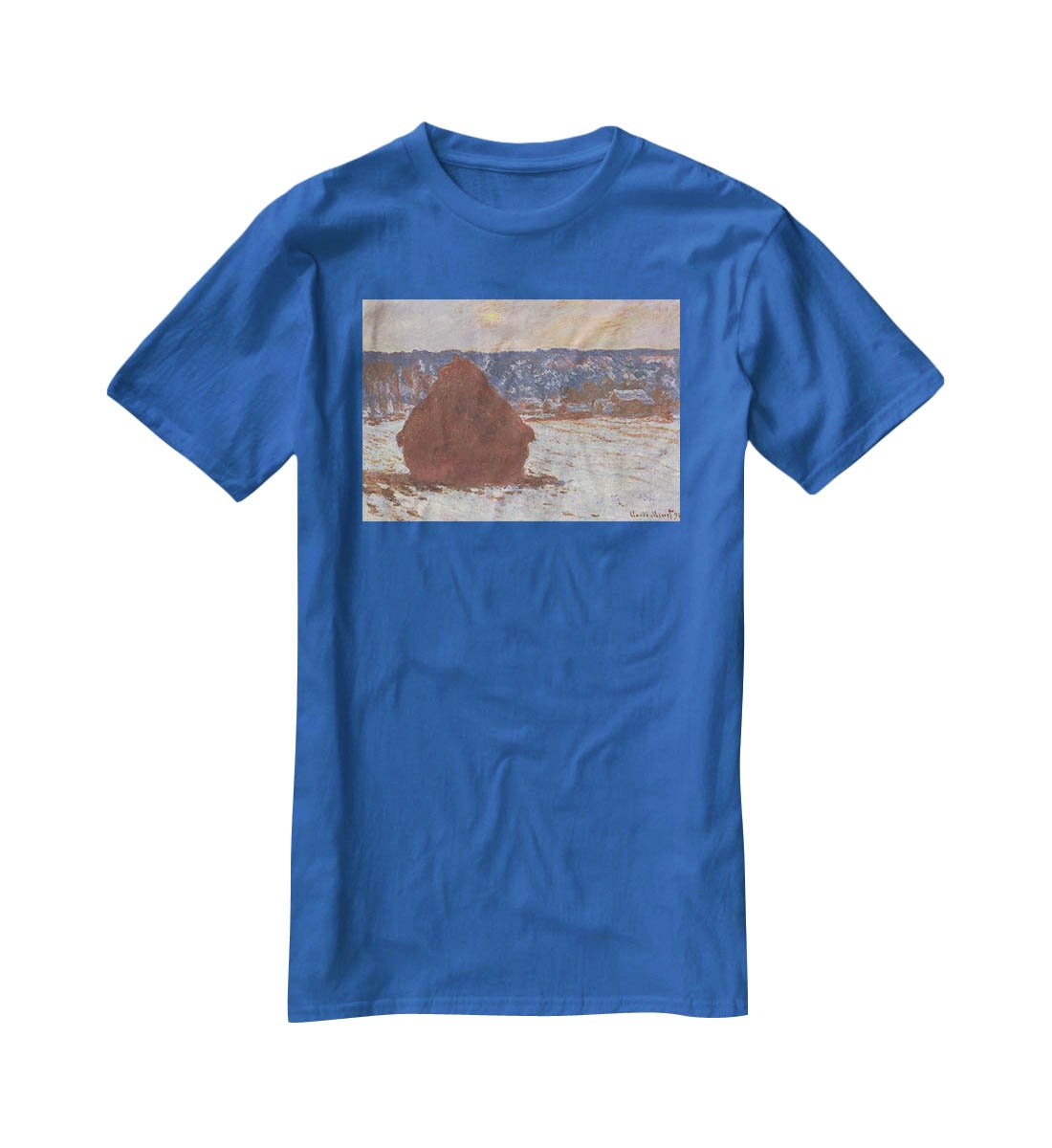 Haystacks snow covered the sky by Monet T-Shirt - Canvas Art Rocks - 2