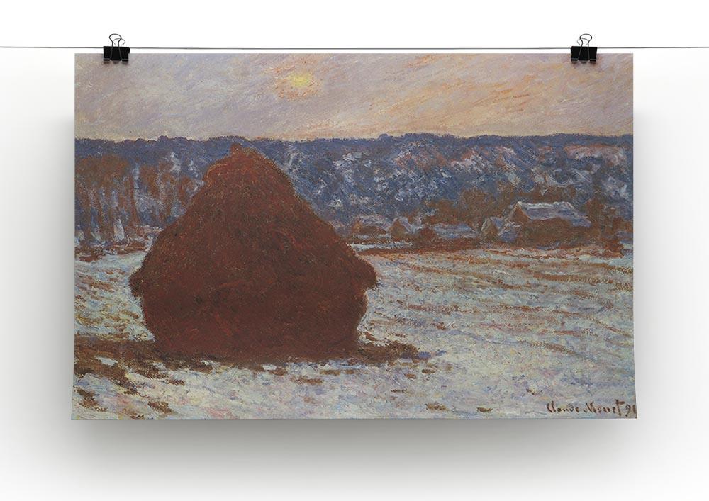 Haystacks snow covered the sky by Monet Canvas Print & Poster - Canvas Art Rocks - 2
