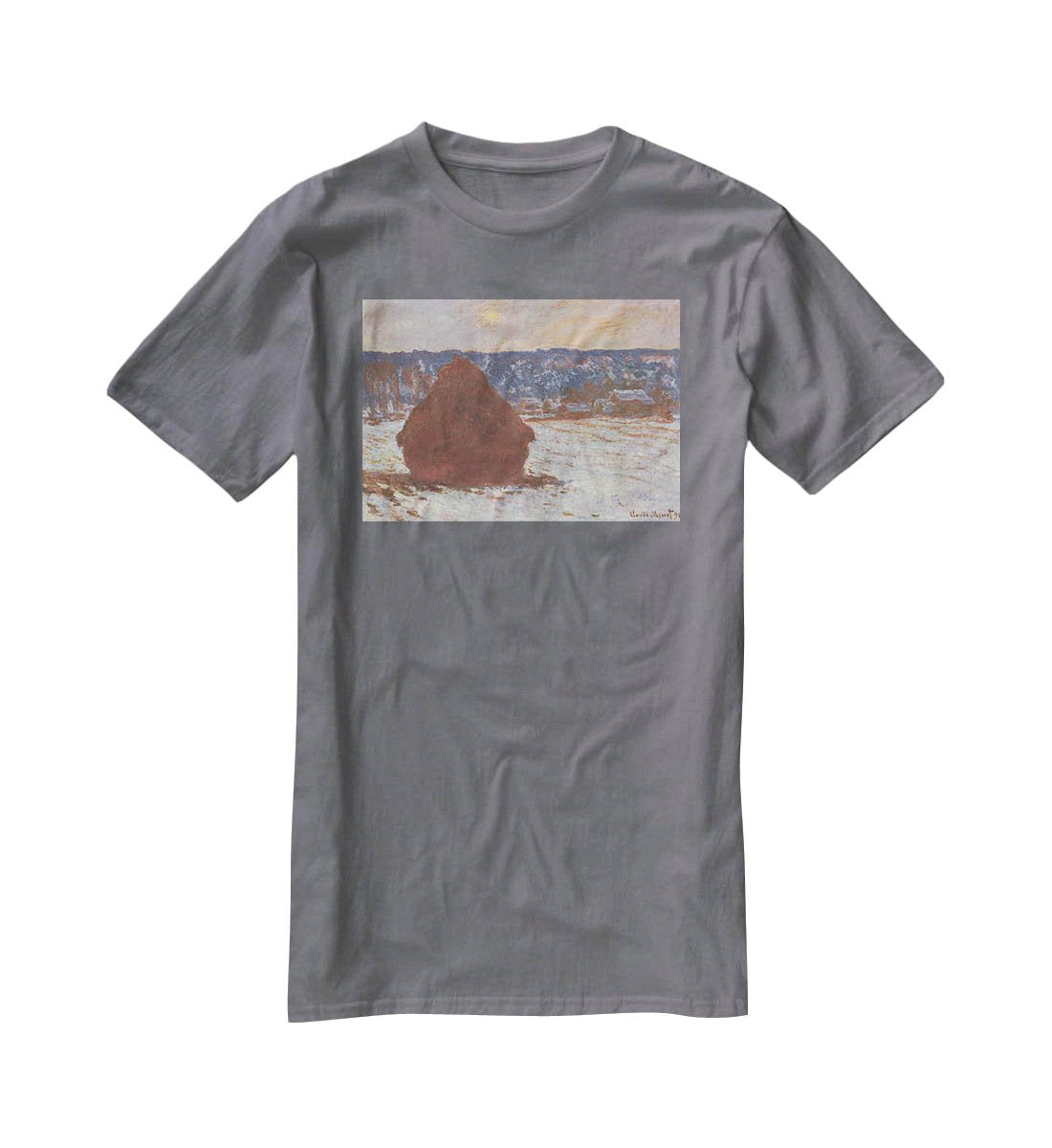 Haystacks snow covered the sky by Monet T-Shirt - Canvas Art Rocks - 3