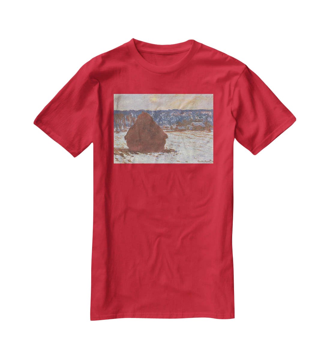 Haystacks snow covered the sky by Monet T-Shirt - Canvas Art Rocks - 4