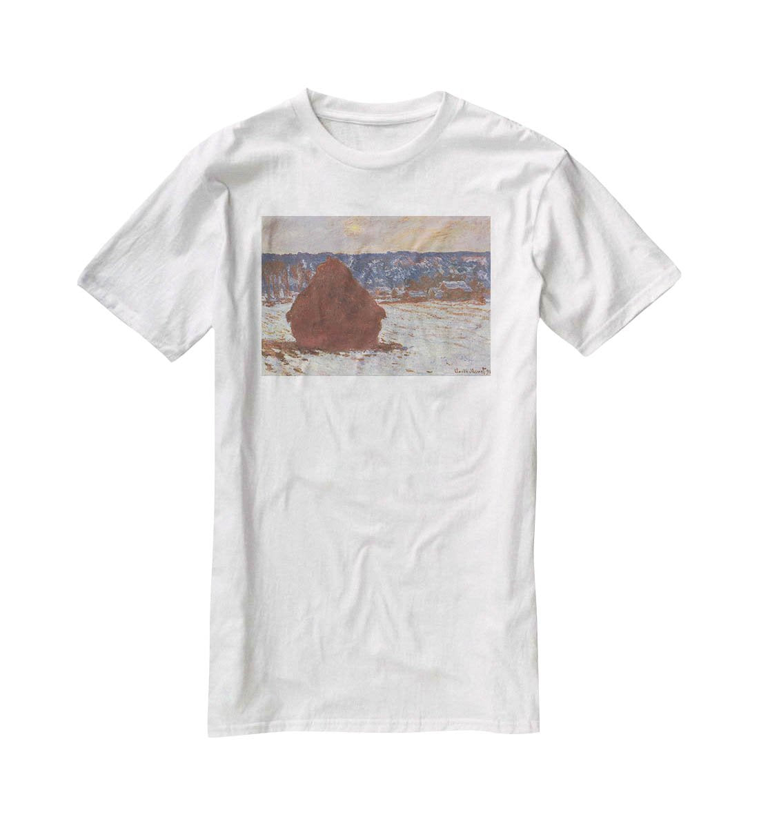 Haystacks snow covered the sky by Monet T-Shirt - Canvas Art Rocks - 5