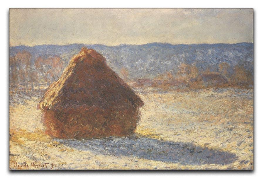 Haystacks snow morning by Monet Canvas Print & Poster  - Canvas Art Rocks - 1