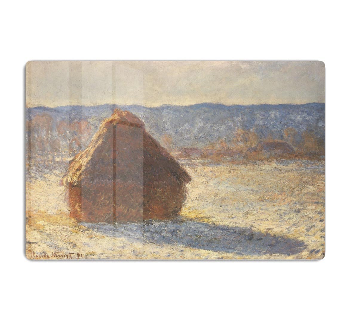 Haystacks snow morning by Monet HD Metal Print