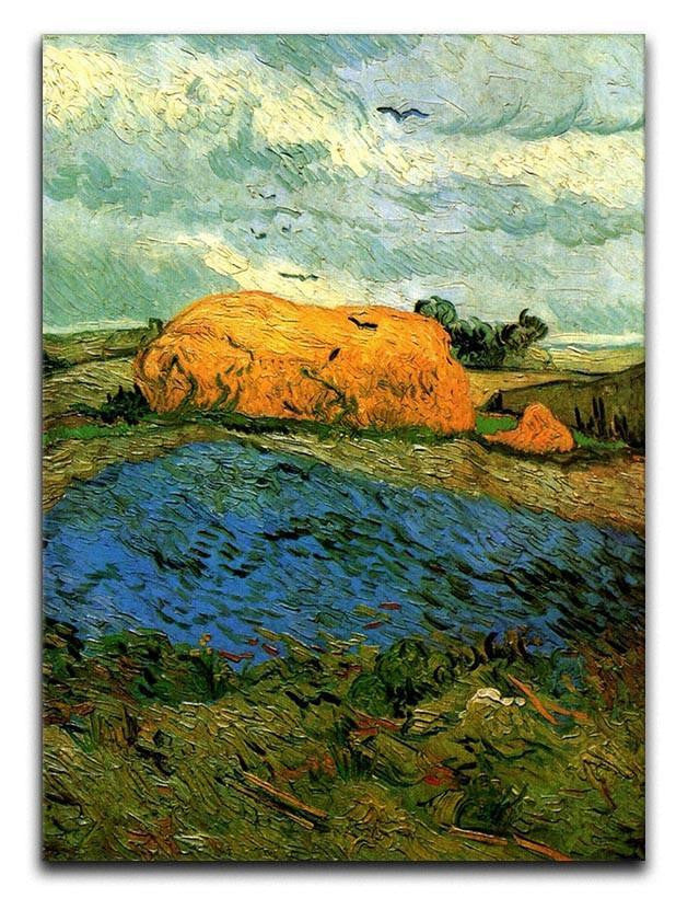 Haystacks under a Rainy Sky by Van Gogh Canvas Print & Poster  - Canvas Art Rocks - 1