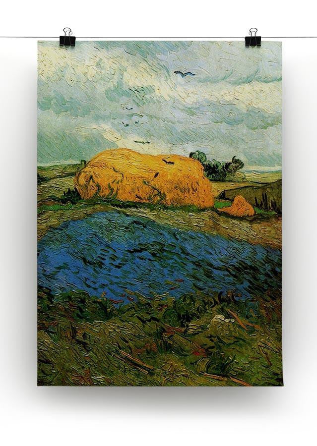 Haystacks under a Rainy Sky by Van Gogh Canvas Print & Poster - Canvas Art Rocks - 2