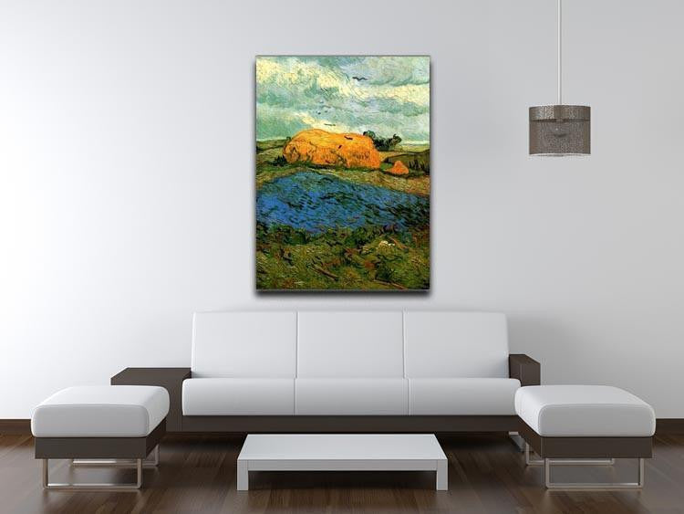 Haystacks under a Rainy Sky by Van Gogh Canvas Print & Poster - Canvas Art Rocks - 4