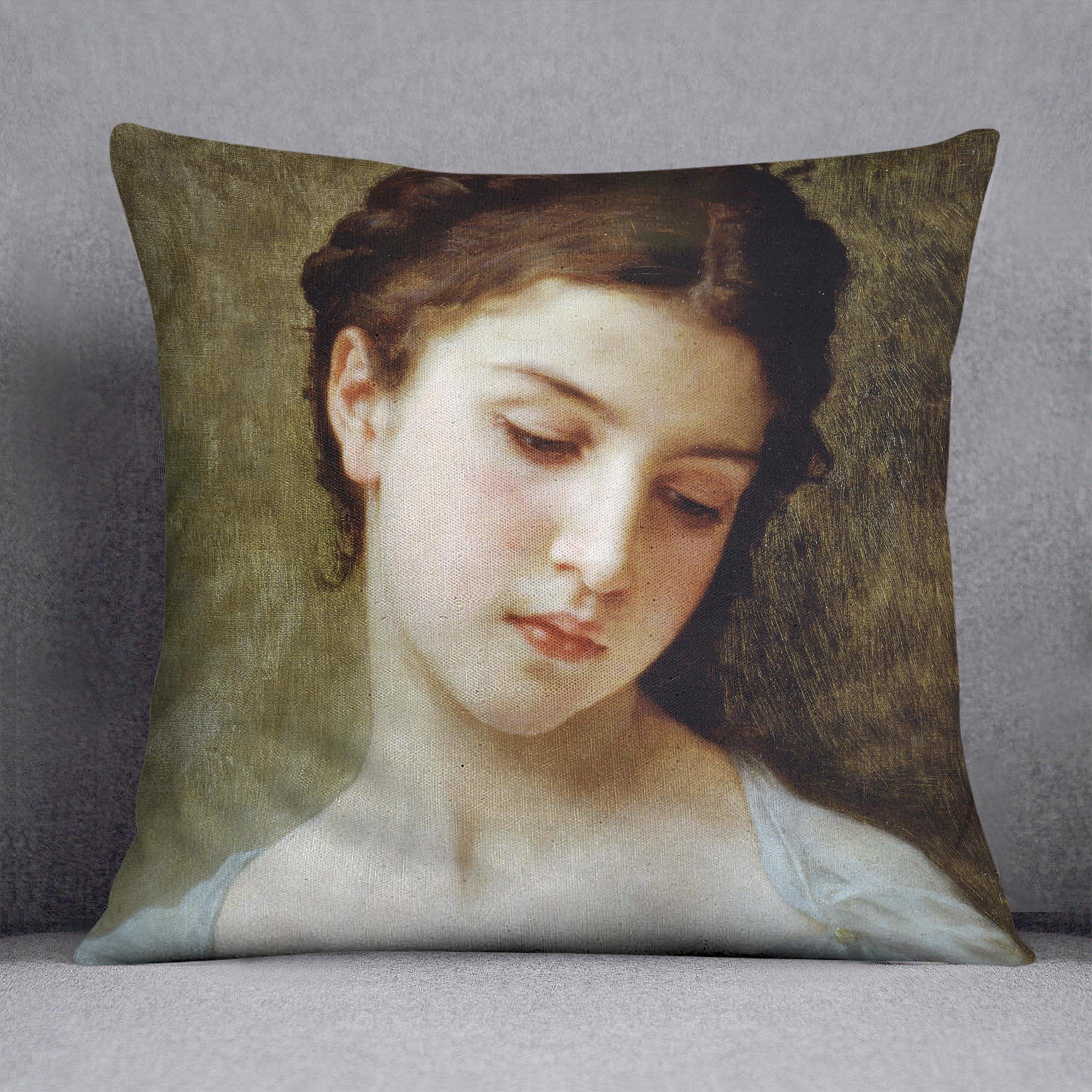 Head Of A Young Girl 1898 By Bouguereau Throw Pillow