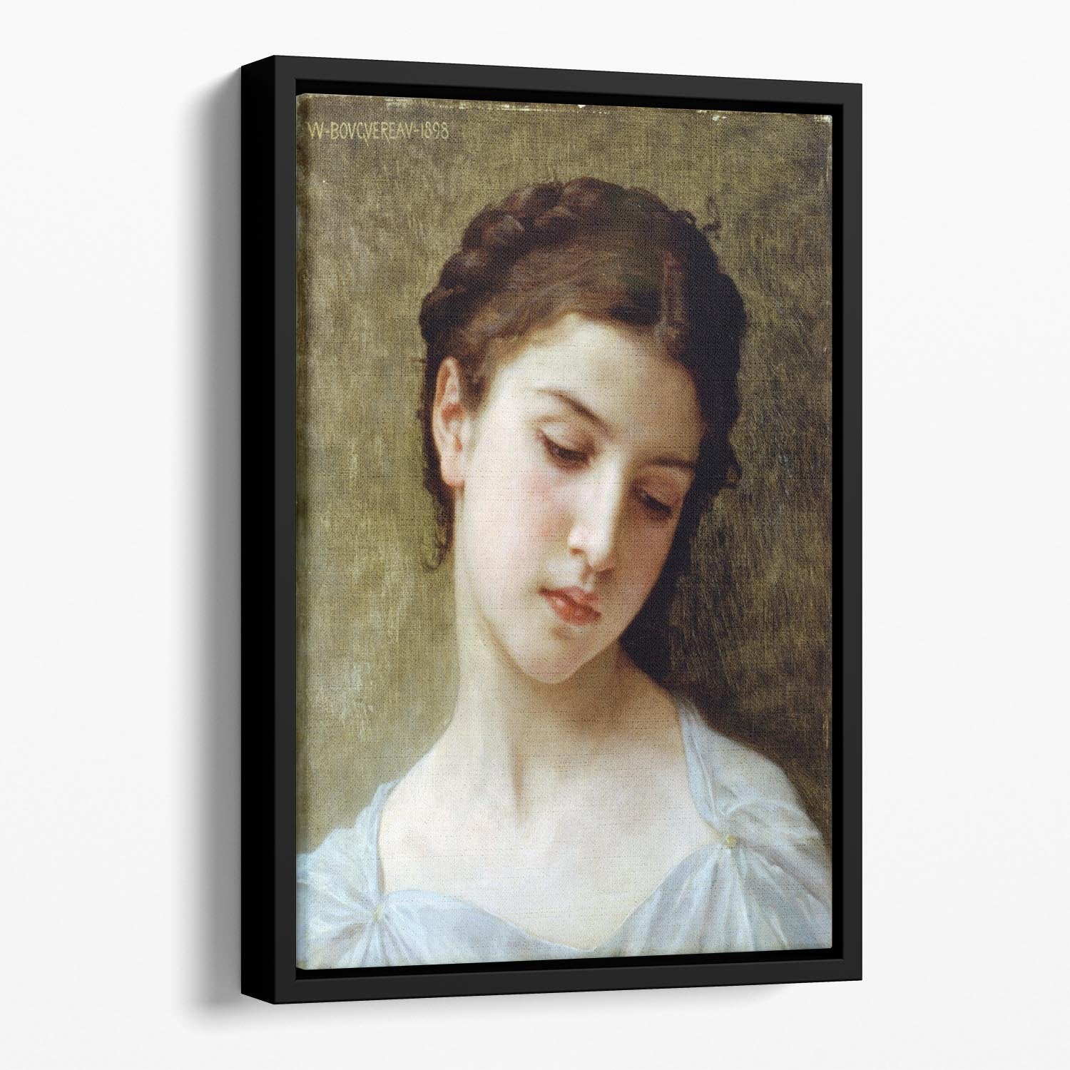 Head Of A Young Girl 1898 By Bouguereau Floating Framed Canvas