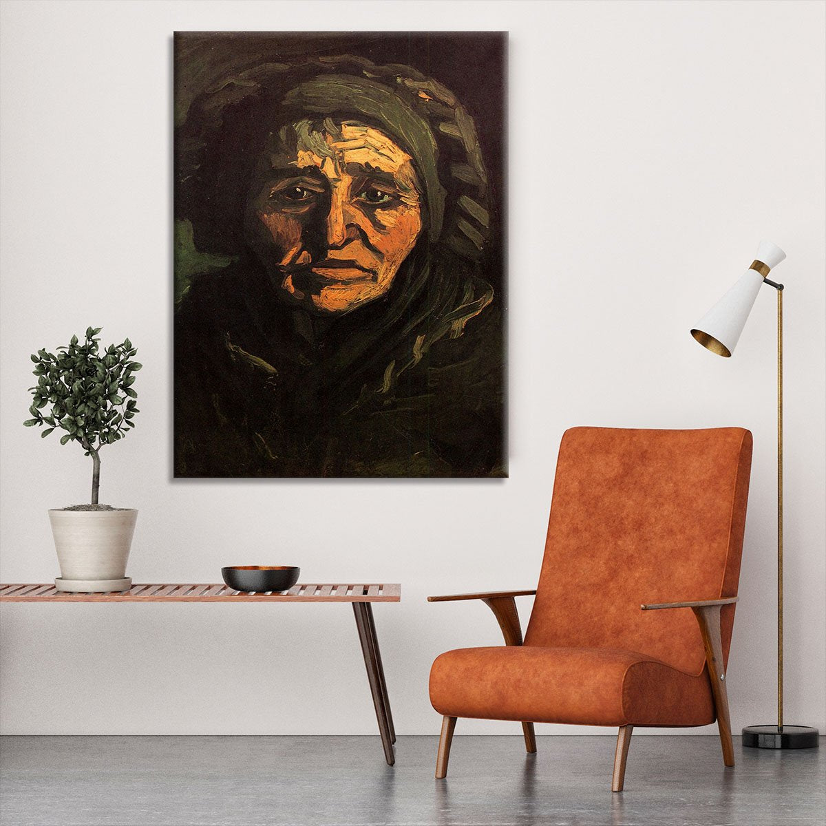 Head of a Peasant Woman with Greenish Lace Cap by Van Gogh Canvas Print or Poster